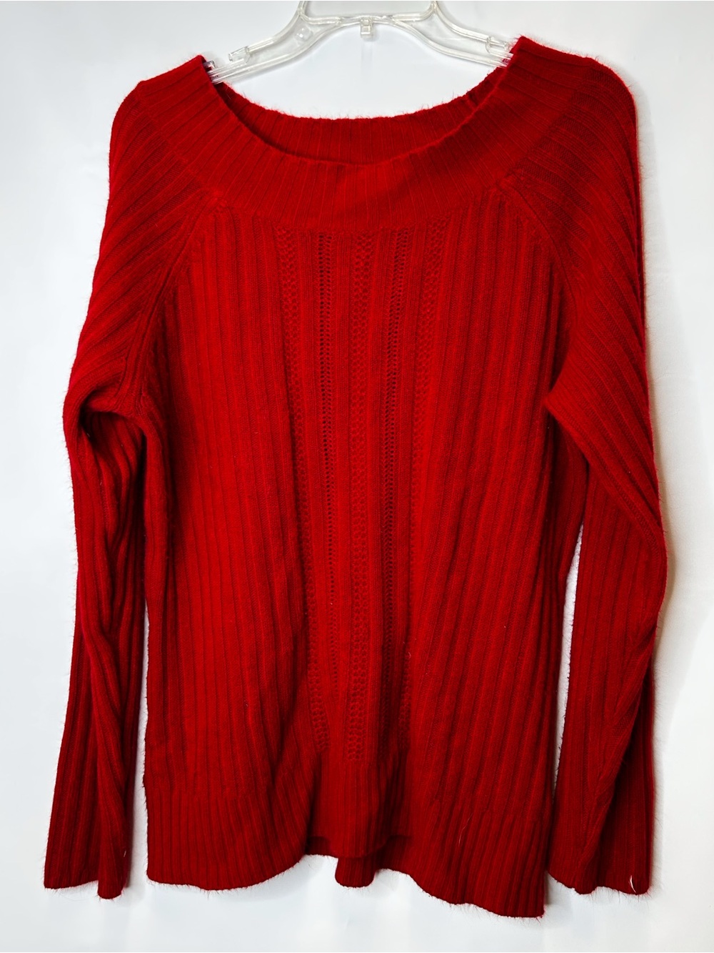 Jones Wear Red Ribbed Crewneck Sweater